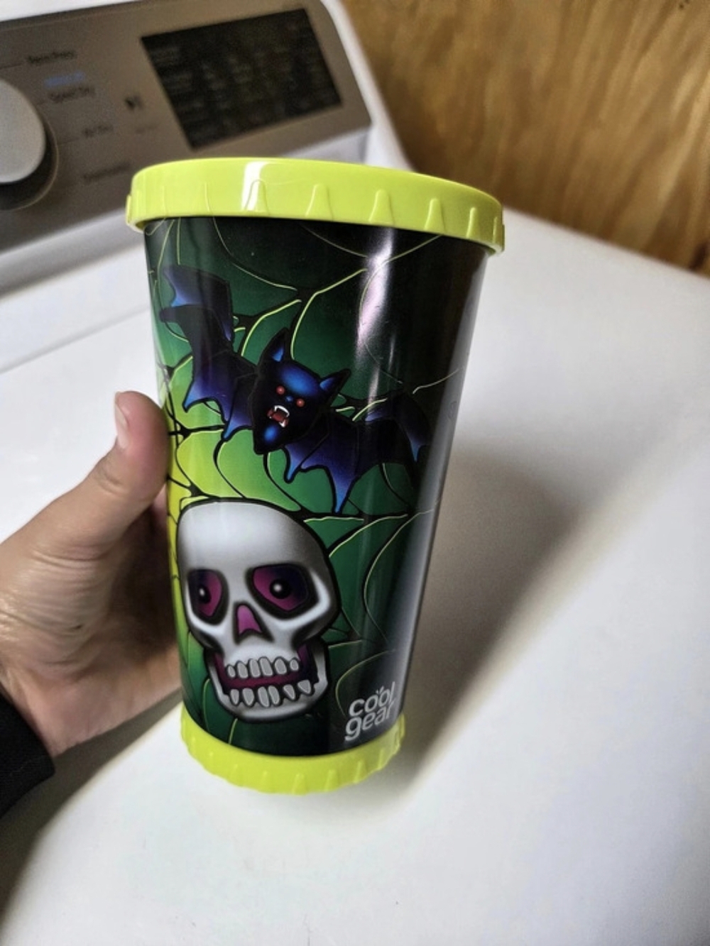 Vintage Cool Gear Halloween Skull & Bat Tumbler Green